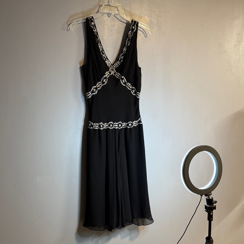 Chic Black Embellished Midi Dress